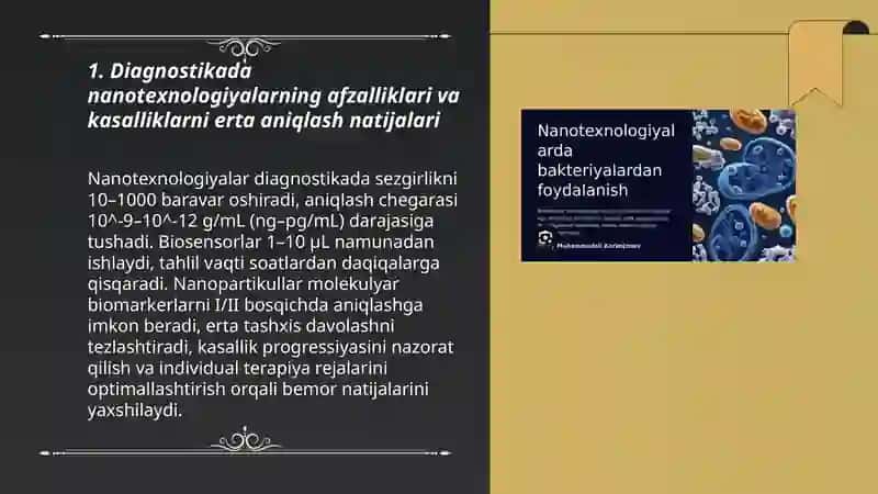 Diagnostikada nanotexnologiyalarning afzalliklari va kasalliklarni erta aniqlash natijalari 3