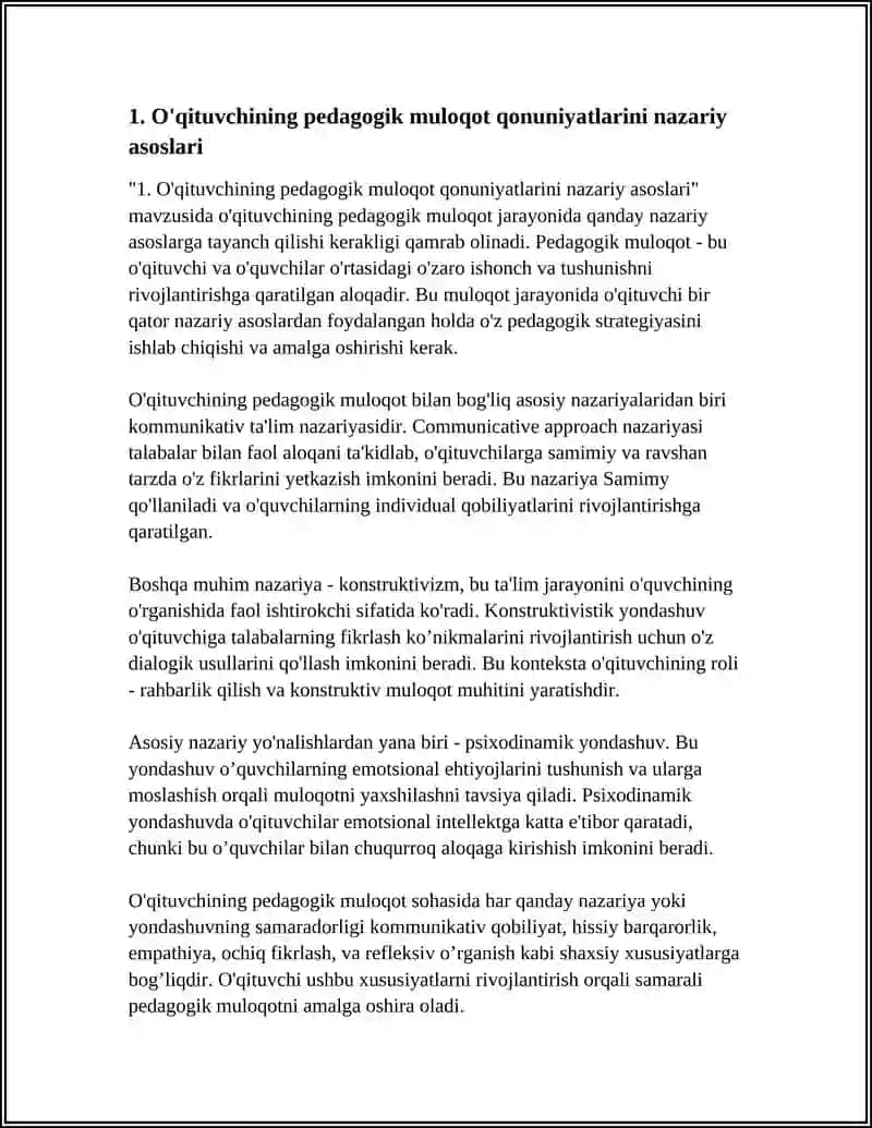 O’QITUVCHINING PEDAGOGIK MULOQOT QONUNIYATLARINI PUXTA BILISHI 3