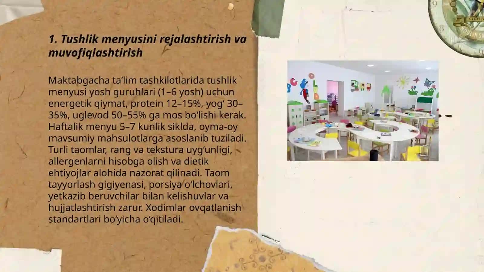 Maktabgacha taʼlim tashkilotlarida Tushlikga tayyorgarlik va tushlik 3