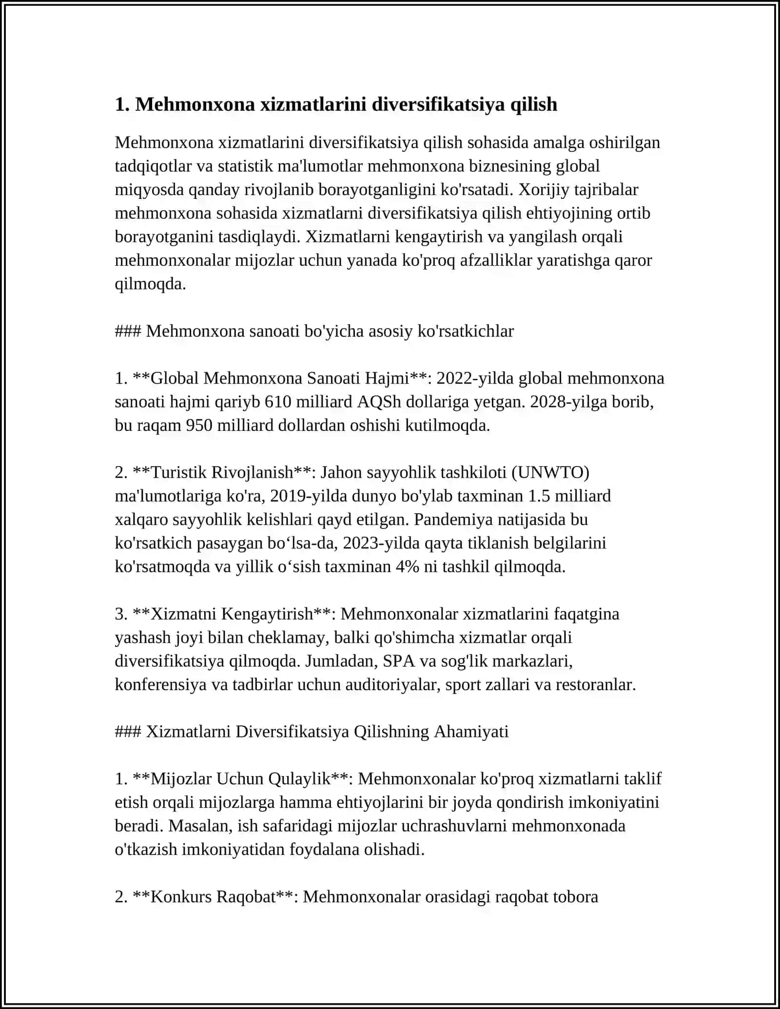 Mehmonxona industriyasi rivojlanishi 3