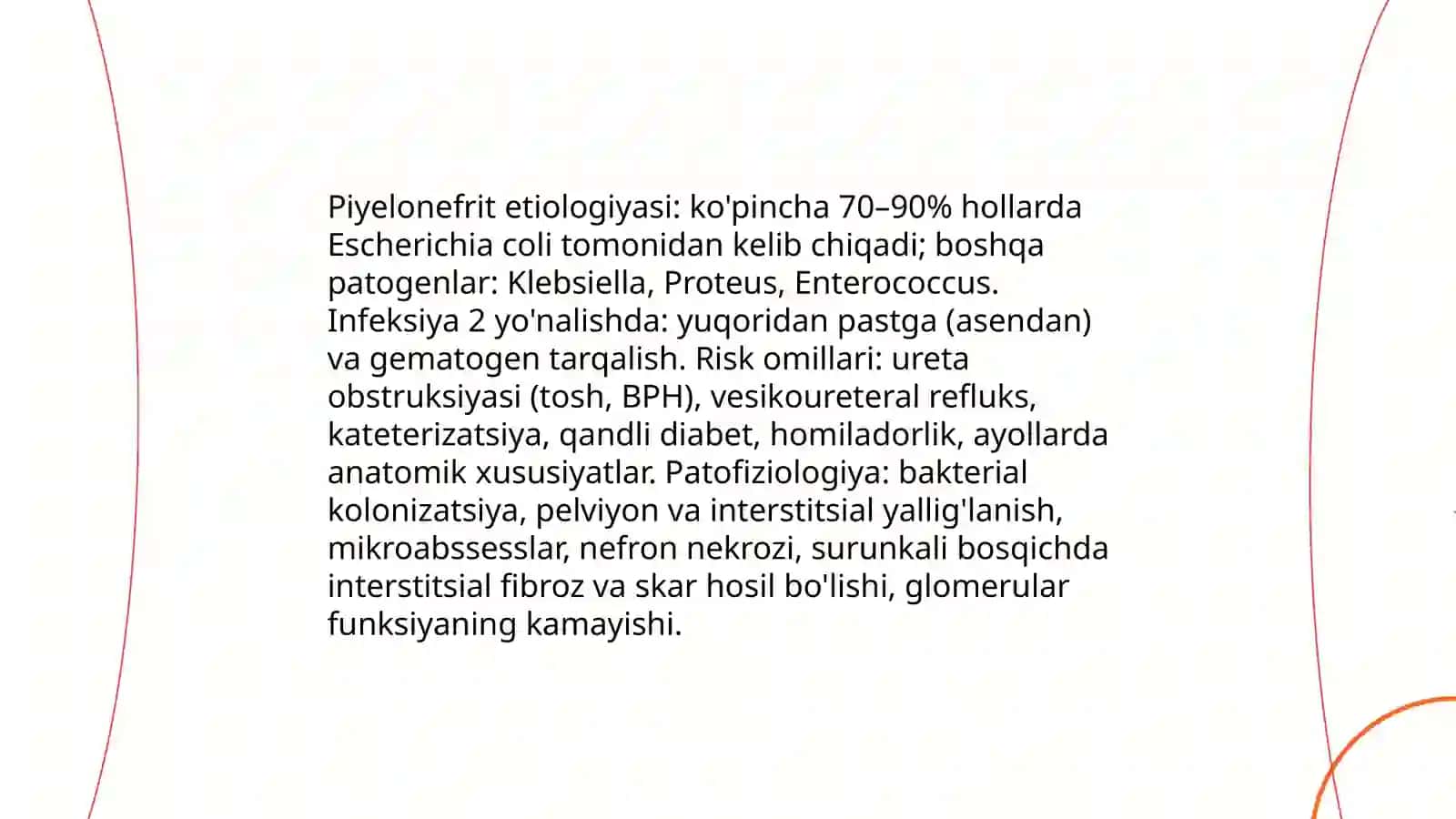 Buyrak va siydik ishlab chiqarish a'zolari kasalliklari. Piyelonefrit va glomerulonefritda ko'rsatiladigan hamshiralik parvarishi 3