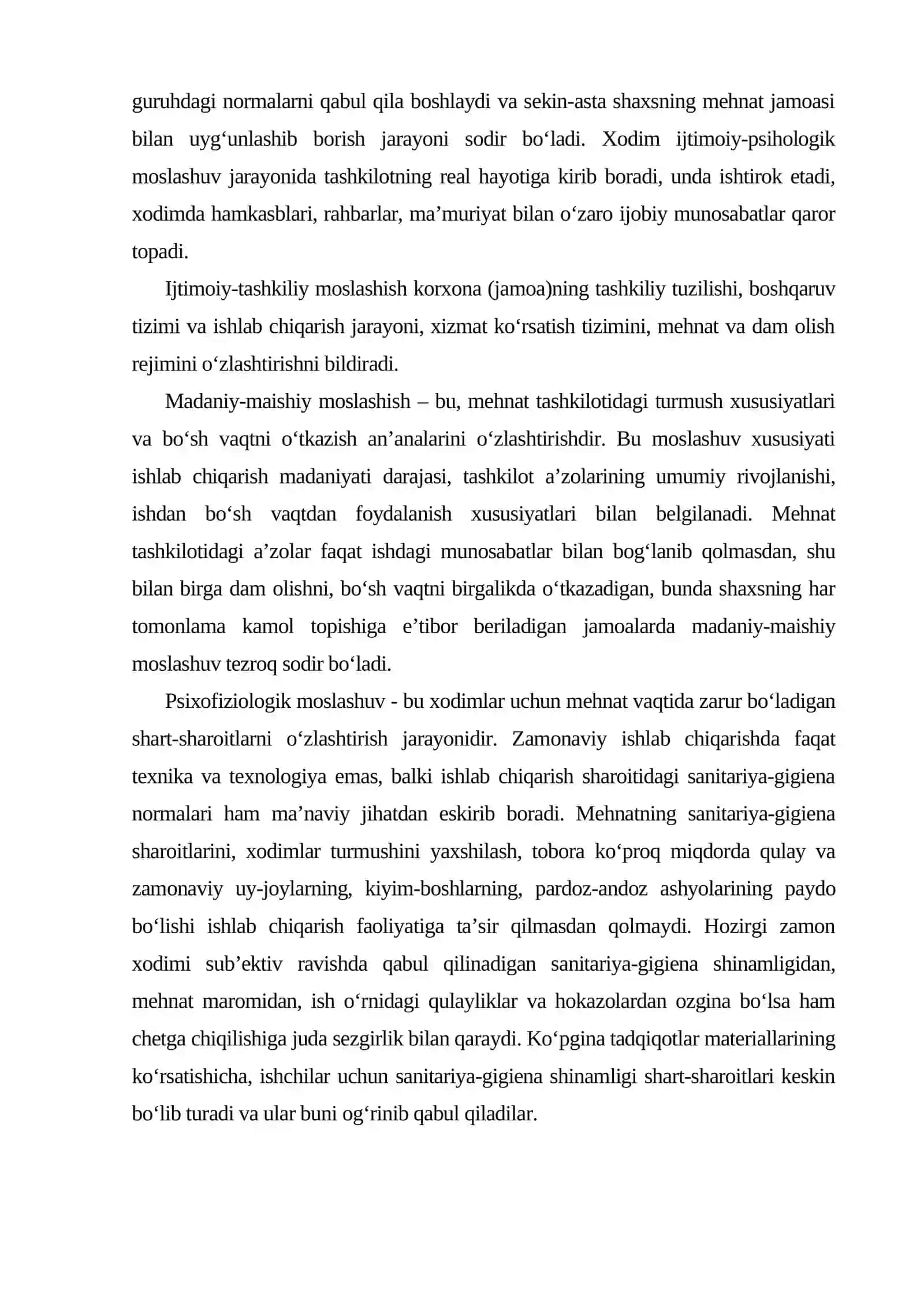Mehnatga moslashishi 3