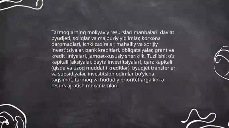Tarmoqlarning moliyaviy resurslari 3