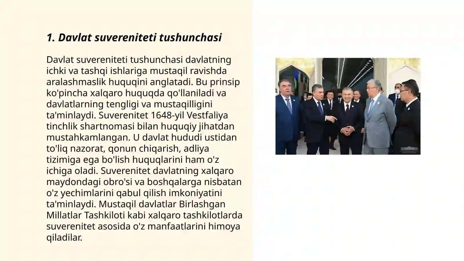 Davlat suverenitetining amaliy ifodasi va mamlakat chegarasi hamda huquqining daxlsiz va bo‘linmasligi 3