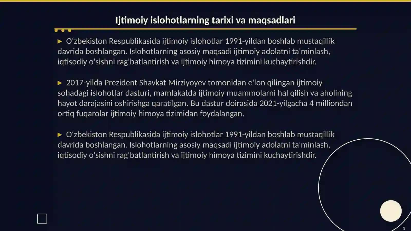 Ijtimoiy Islohotlar Tarixi 3