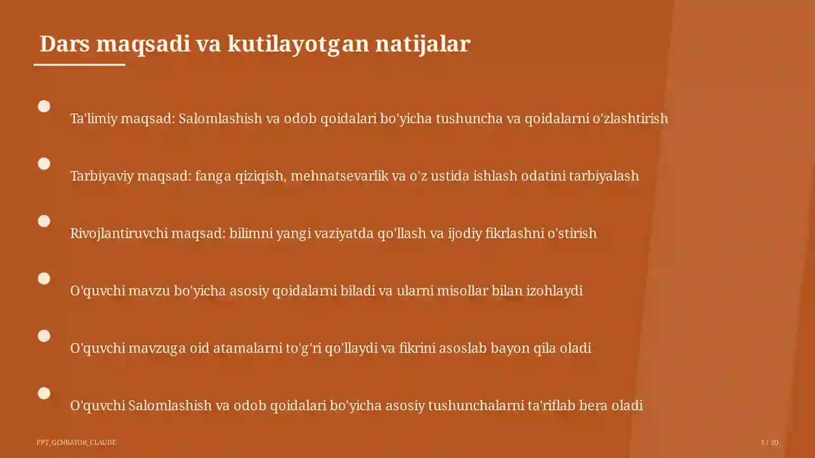 Salomlashish va odob qoidalari (1-sinf) 3