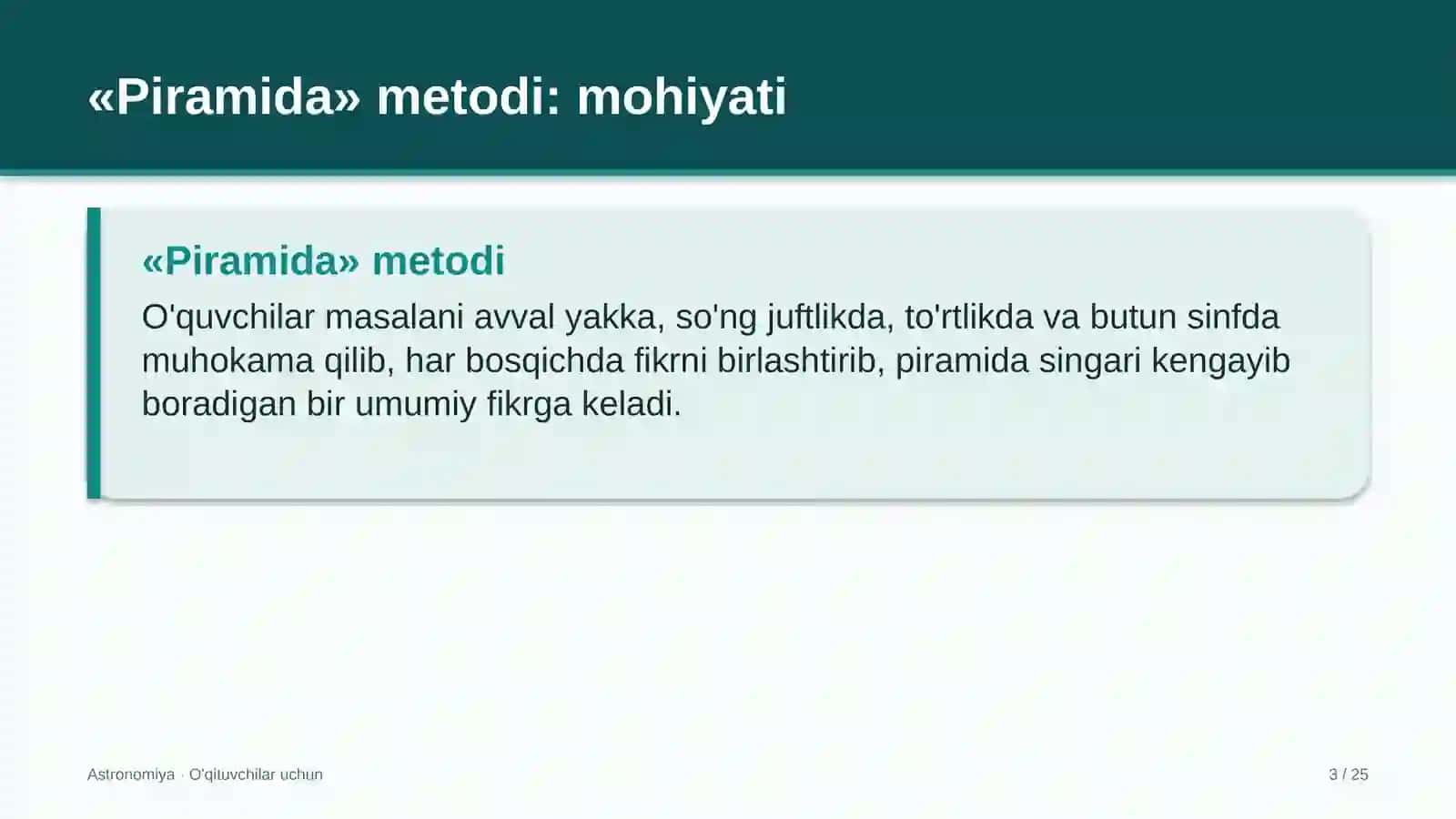 astronomiya darslarida piramida metodidan foydalanish 7961 3