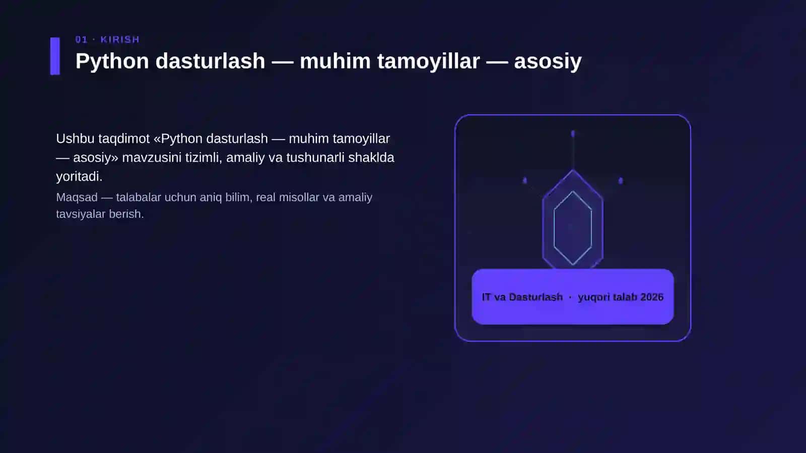 Python dasturlash — muhim tamoyillar — asosiy 3