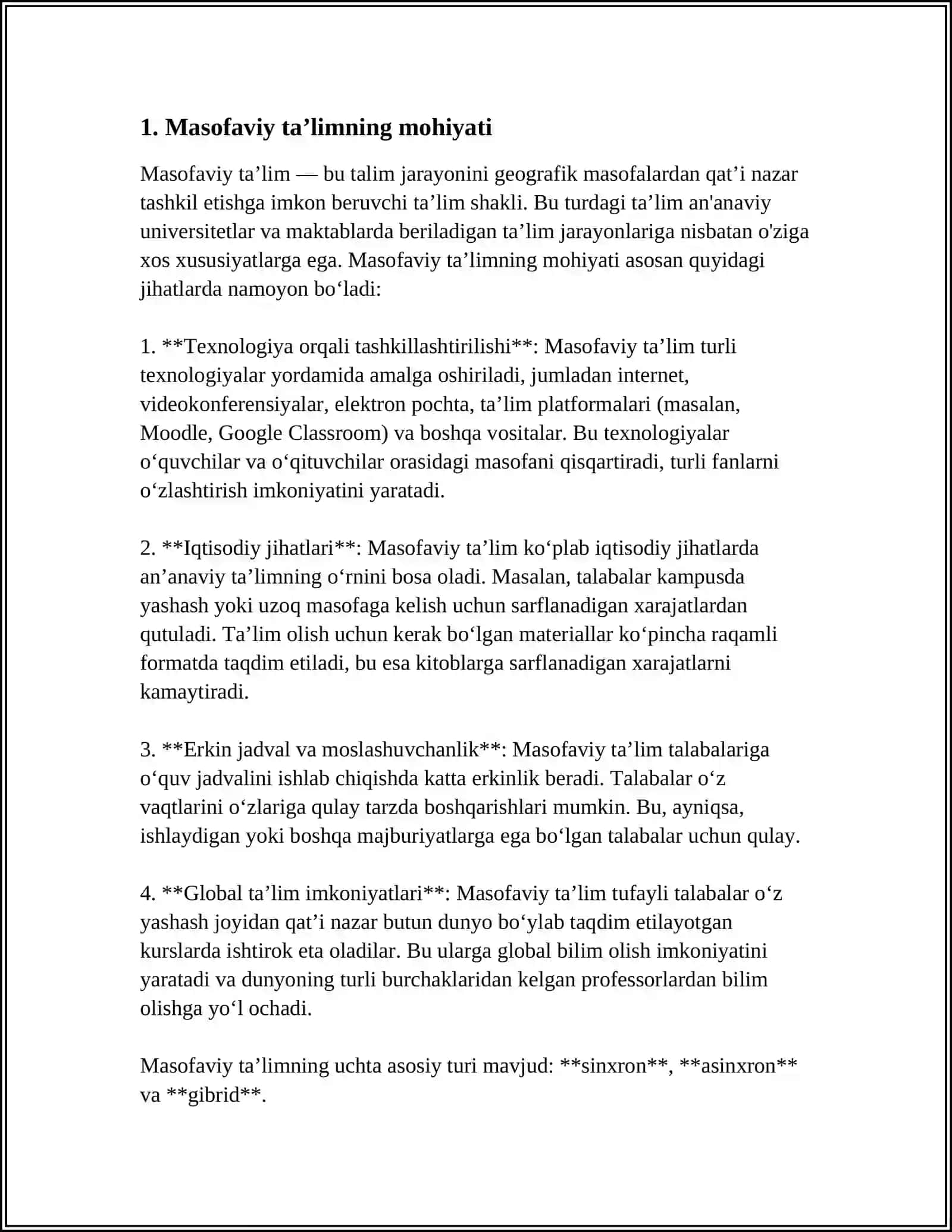 MUSTAQIL ISH Mavzu: MASOFAVIY OCHIQ ONLAYN KURSLARNI IMKONIYATLARI BILAN TANISHISH 3
