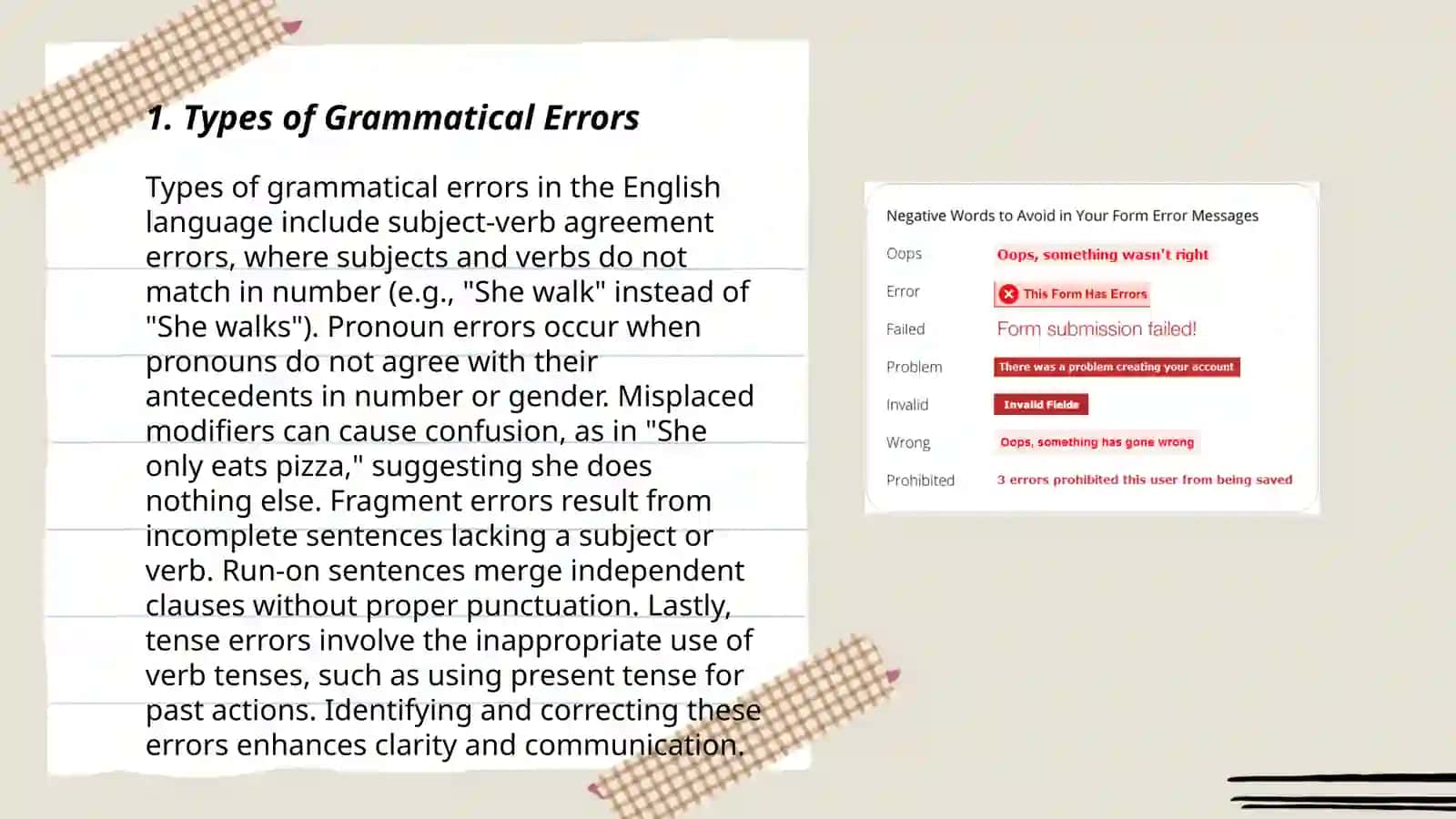 Types of Grammatical Errors 3