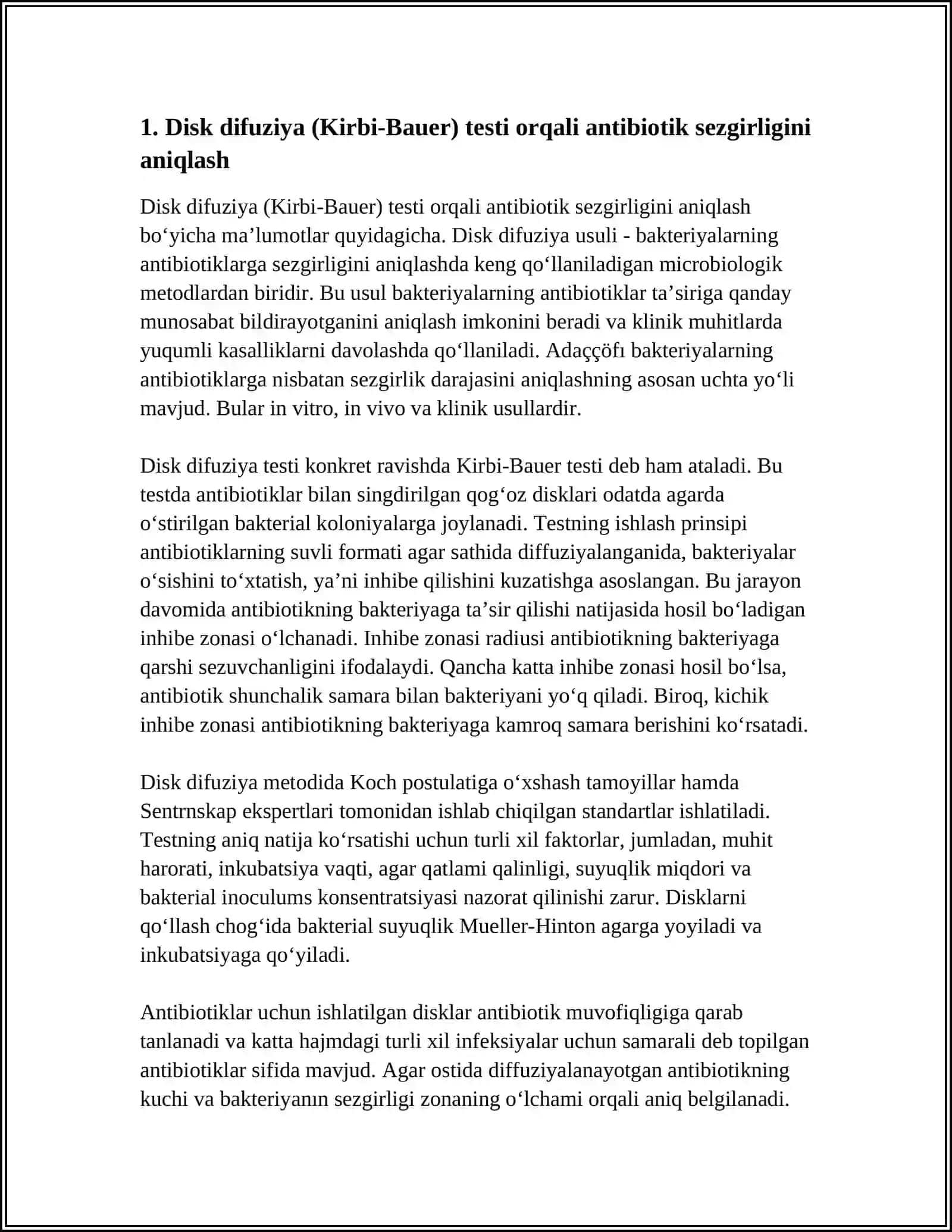 Disk difuziya (Kirbi-Bauer) testi 3