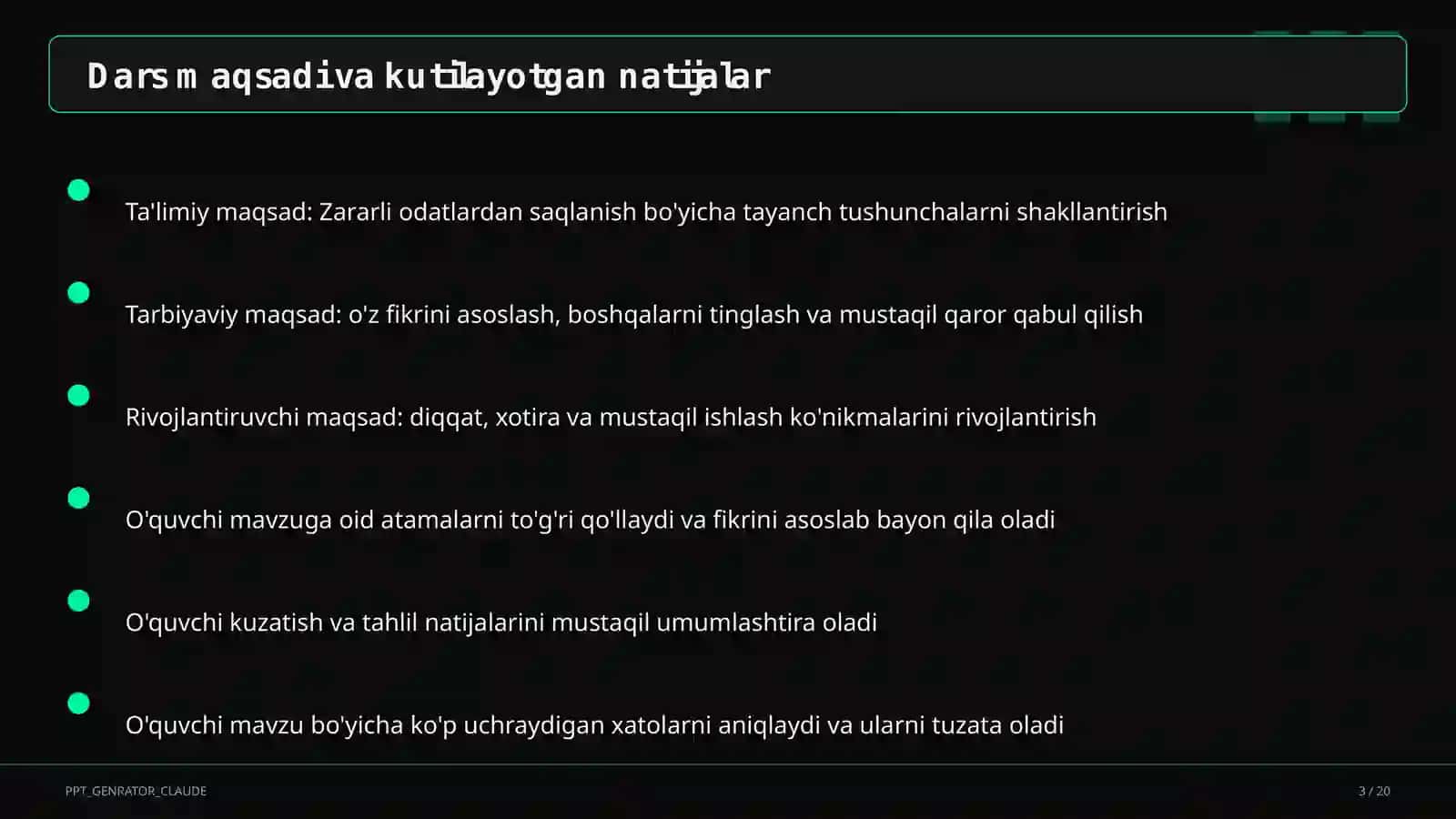 Zararli odatlardan saqlanish (7-sinf) 3