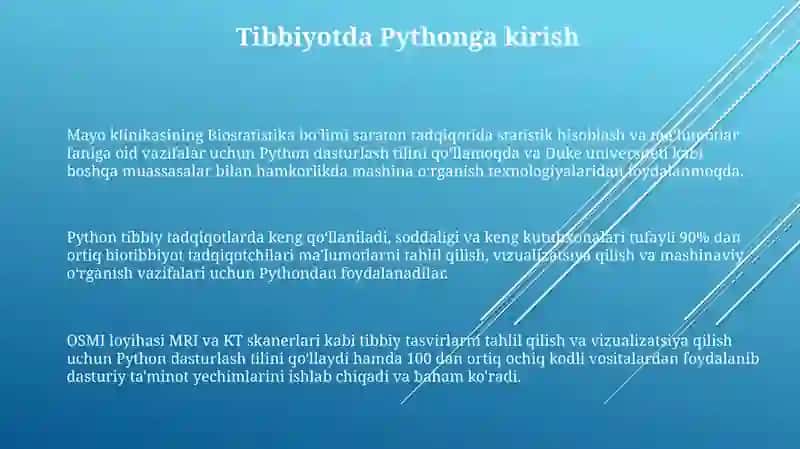 Python dasturlash tilining tibbiyotda ishlatilishi 3