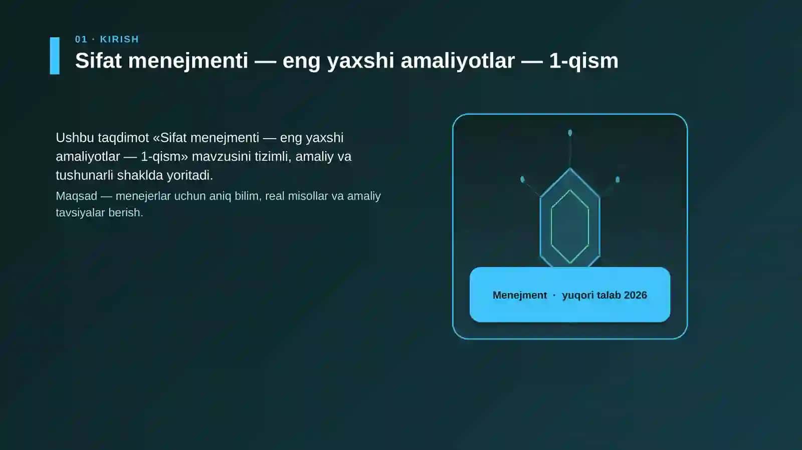 Sifat menejmenti — eng yaxshi amaliyotlar — 1-qism 3