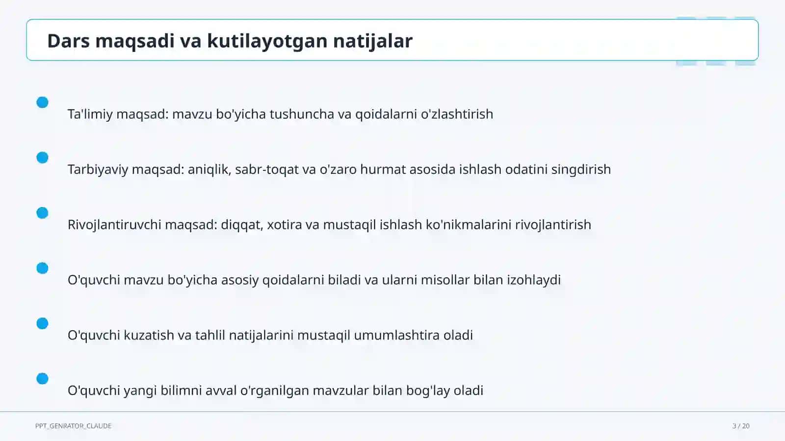 Tasviriy san'at va musiqa (1–7) — ochiq dars uchun 3
