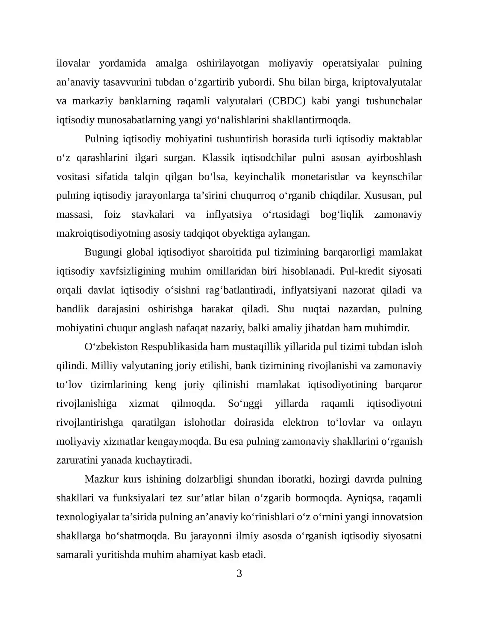 Pulning kelib chiqishi, mazmuni. Hozirgi zamon pulining tabiati va mazmuni kurs ishi 3