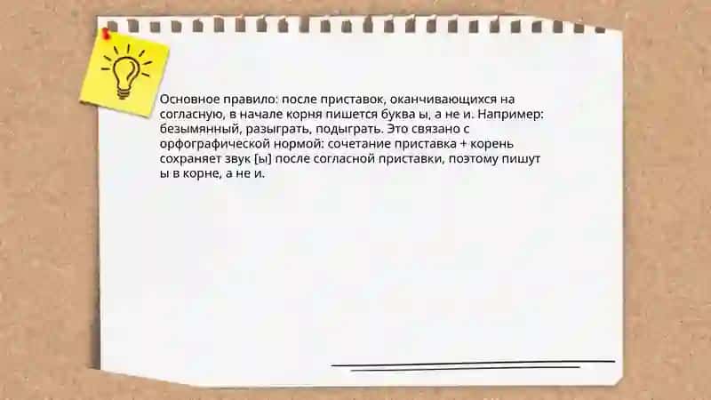 Гласные ы, и в корне после приставок. 3