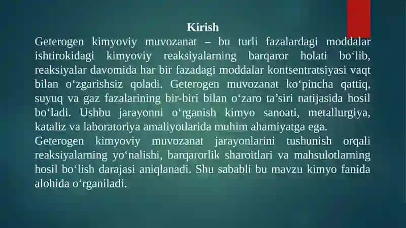 Geterogen kimyoviy muvozanat 3