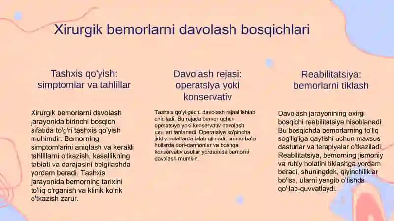 Xirurgik bemorlarni davolash bosqichlari 3