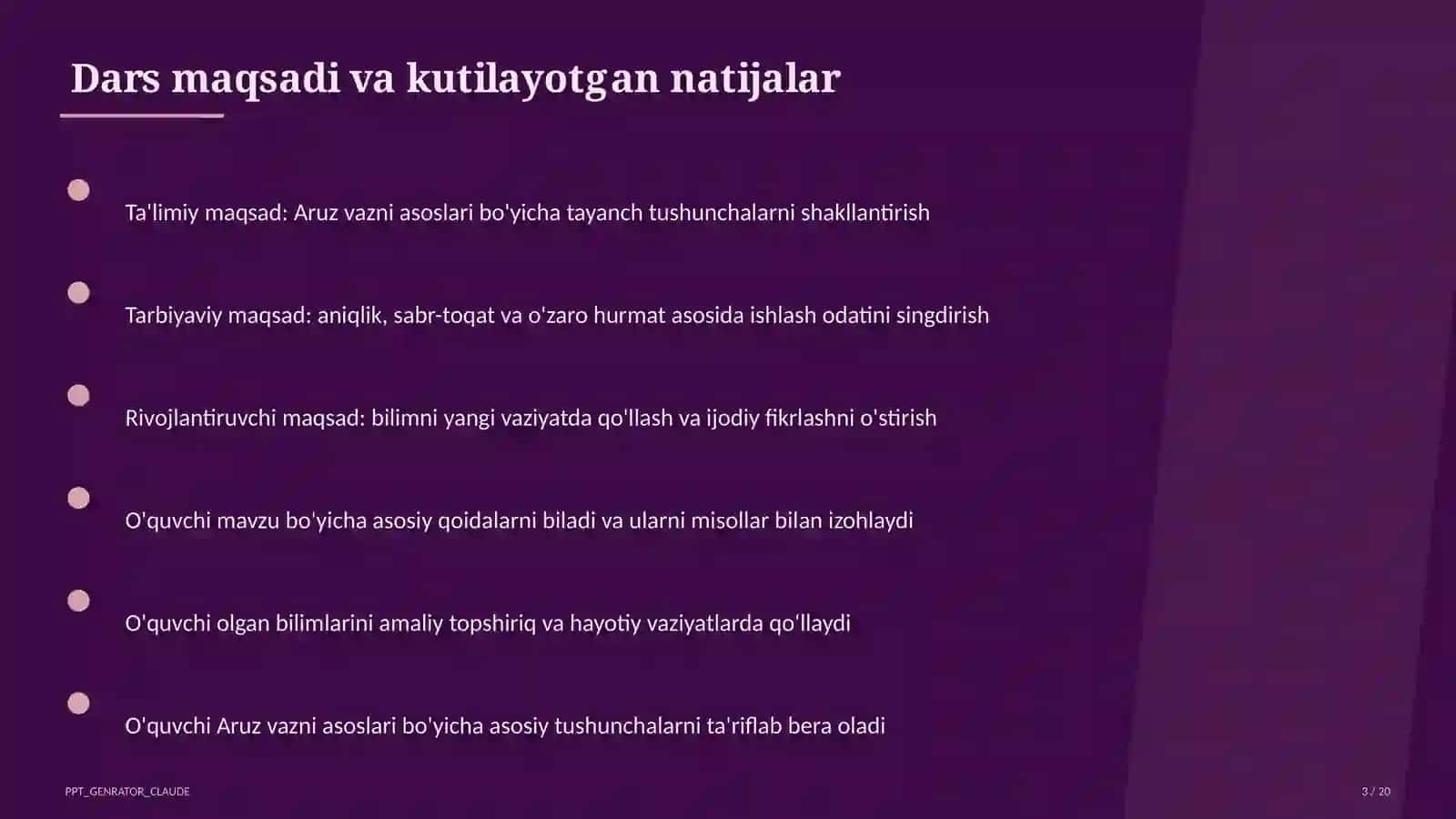 Aruz vazni asoslari (9-sinf) 3