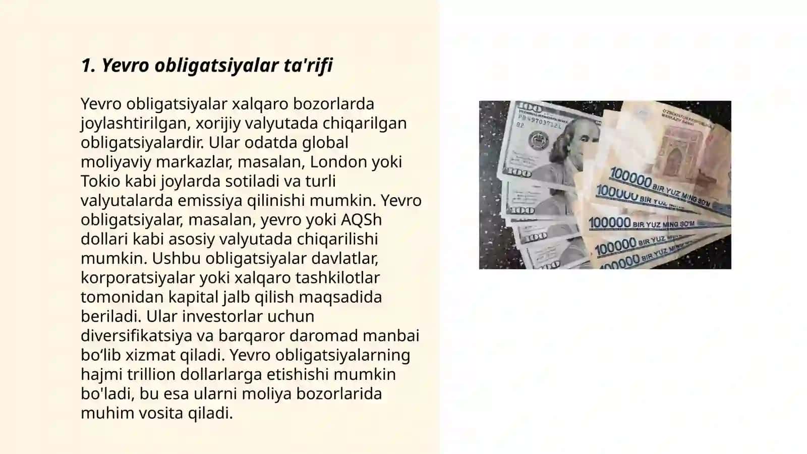 Yevro obligatsiyalar ularning O'zbekistondagi istiqbollari 3