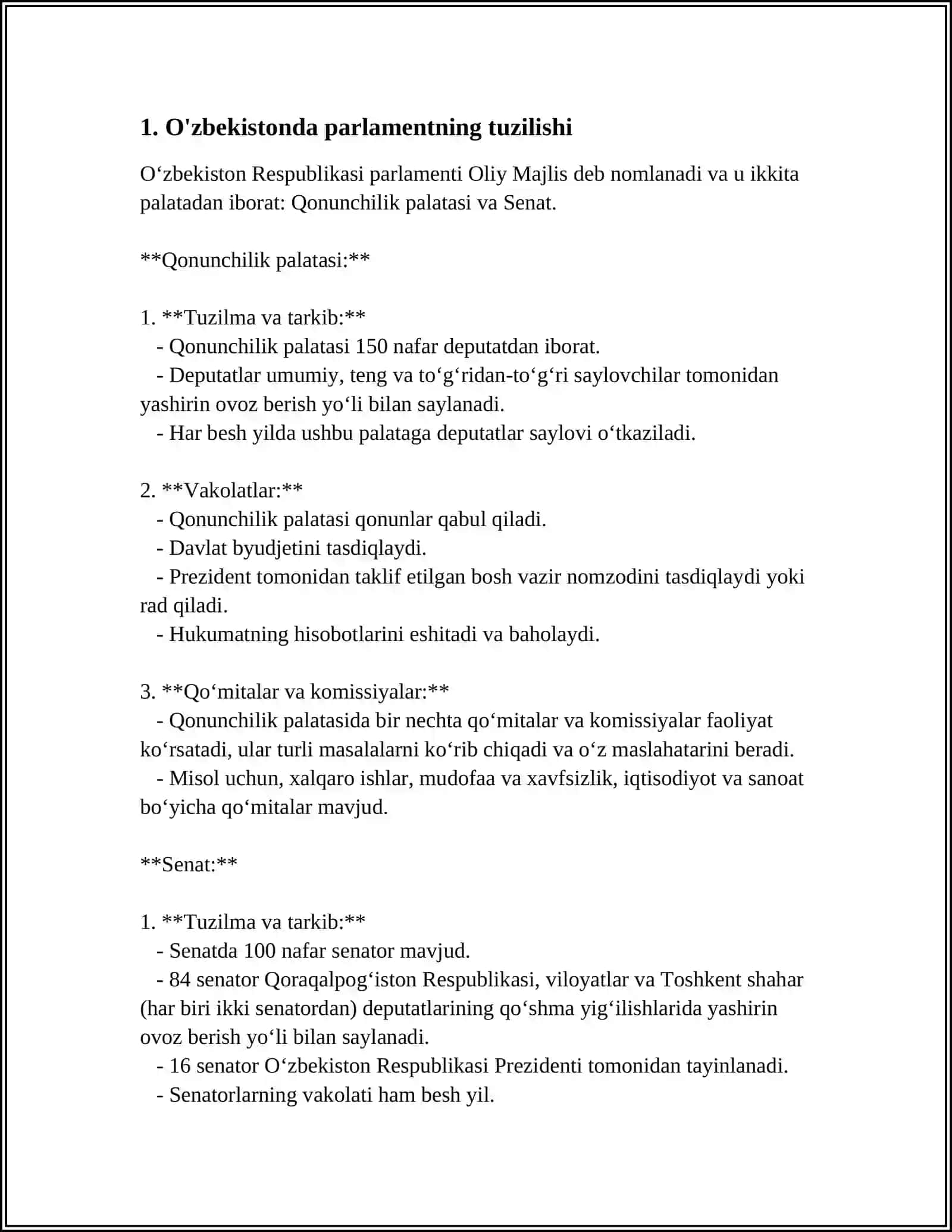 OʻZBEKISTONDA PARLAMET TIZIMI VA UNDAGI ISLOHOTLAR 3