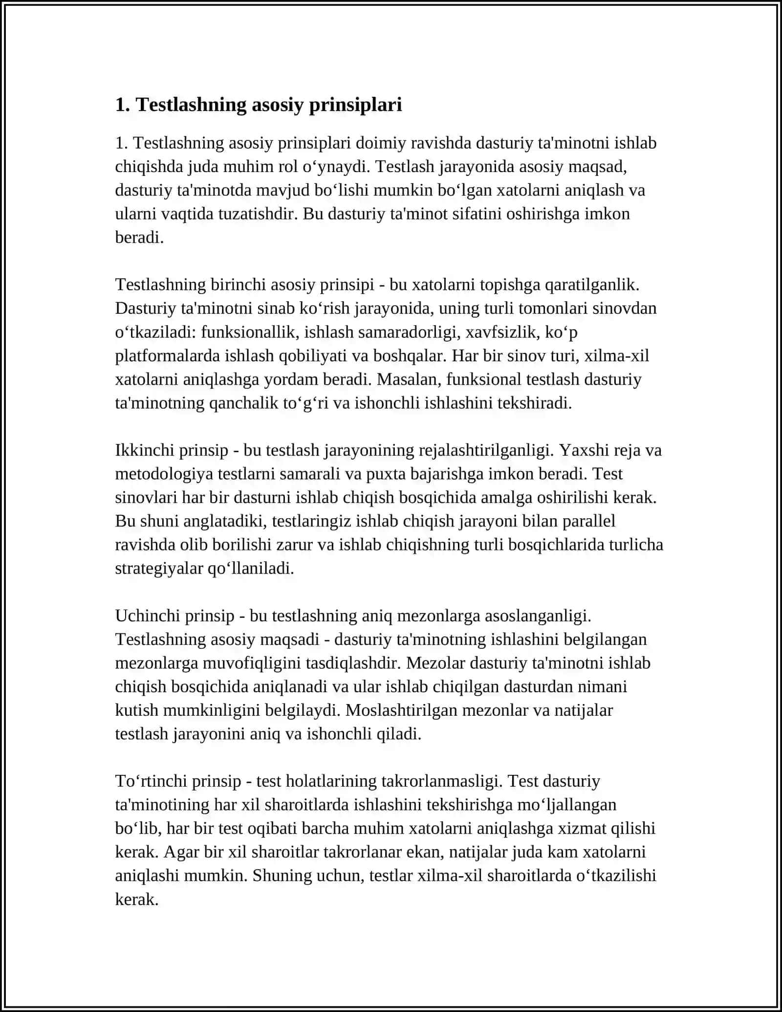 DASTURIY TAʼMINOTNI TESTLASH PRINSPLARI 3