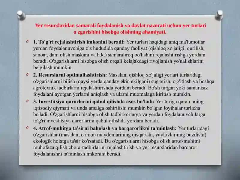 Yer turlari o'zgarishini hisobga olish 3