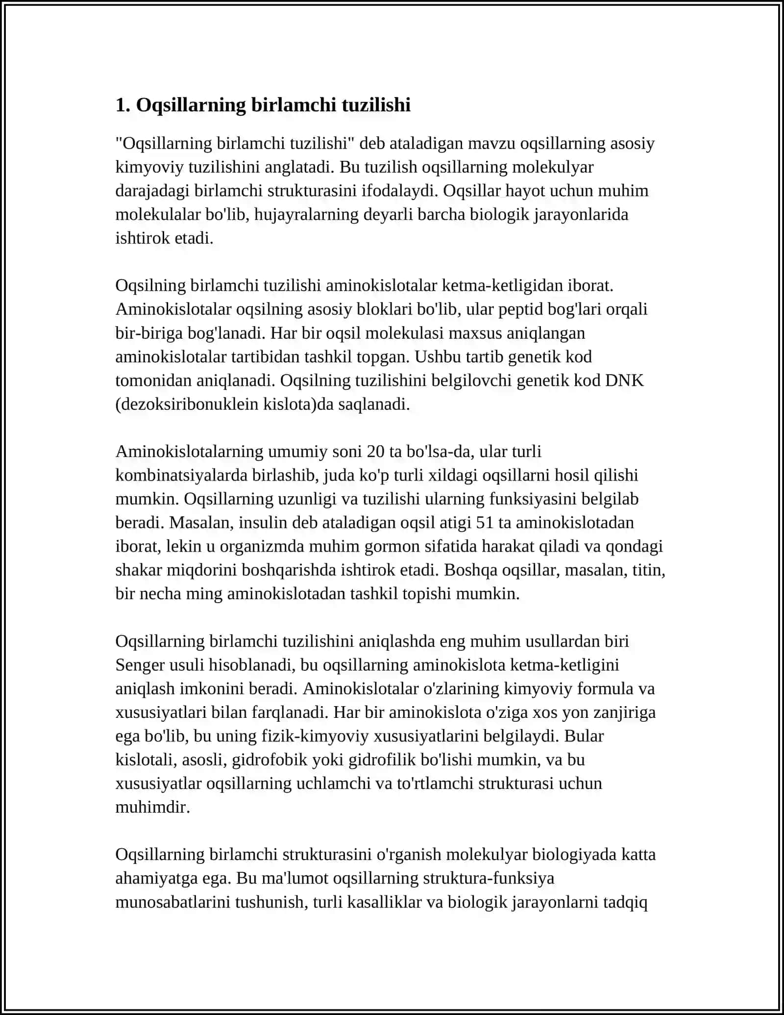 Oqsillarning birlamchi tuzilishi 3