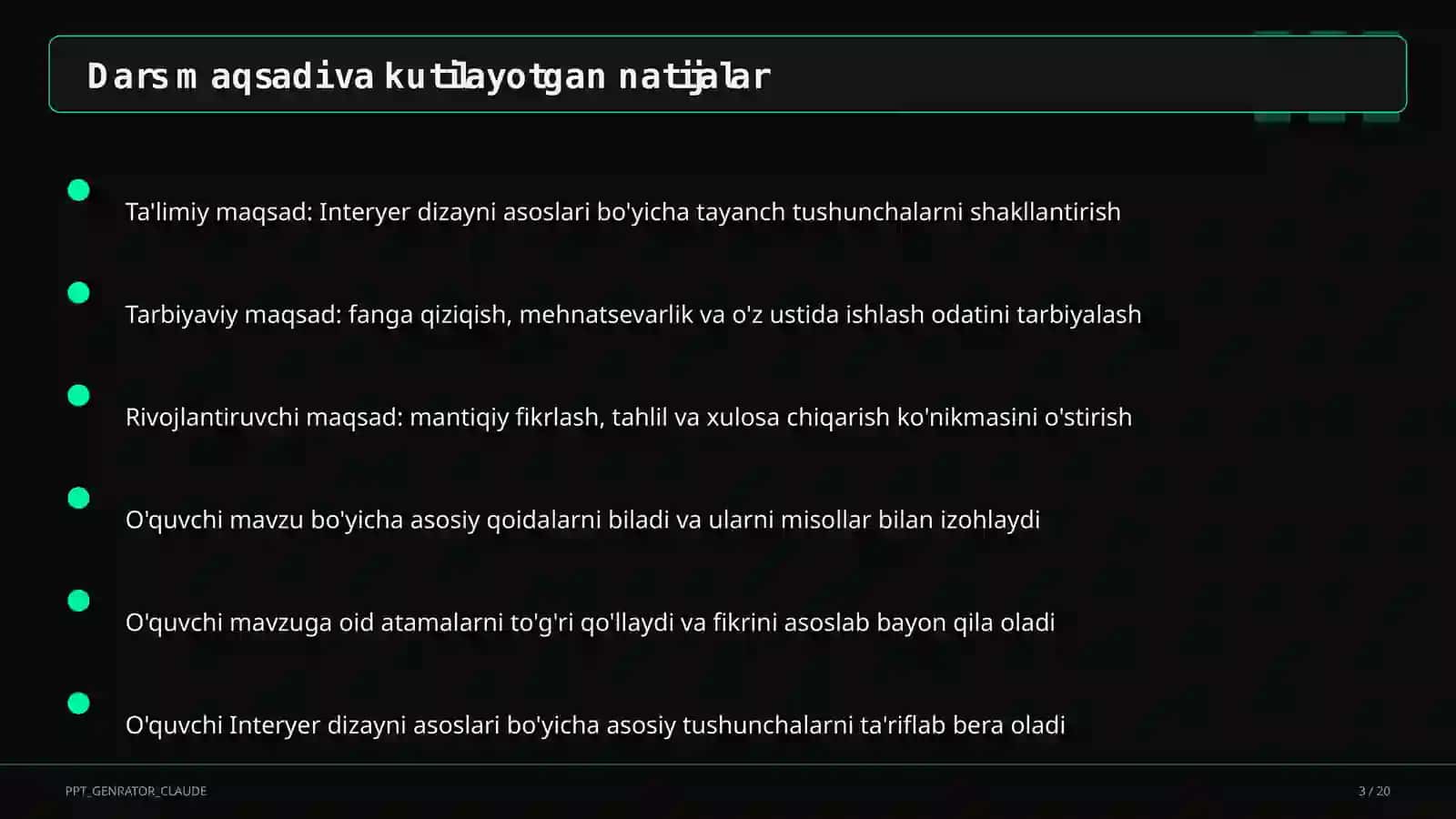 Interyer dizayni asoslari (8-sinf) 3