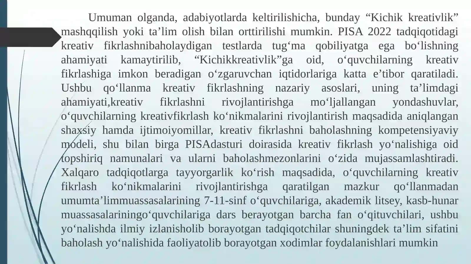 Ta’lim olish jarayonida kreativ fikrlashni tushunish va baholash 3