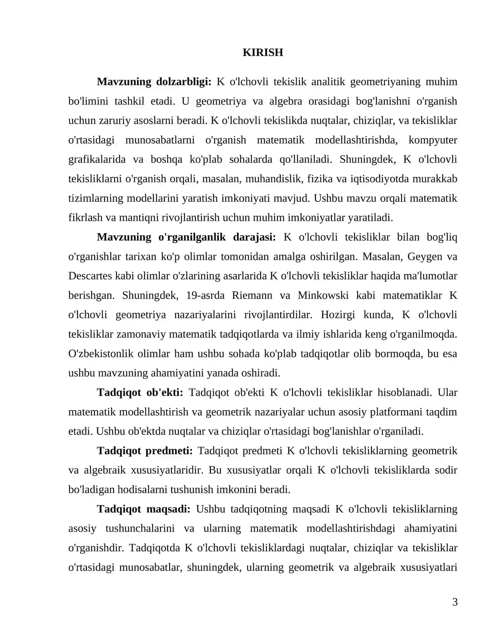 "K o'lchovli tekislik" 3