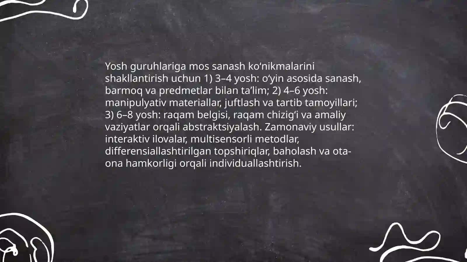 Matematika oʻrganishning zamonaviy metodlari turli yosh guruhlarda bolalarni sanshga oʻrgatish vazifalari 3