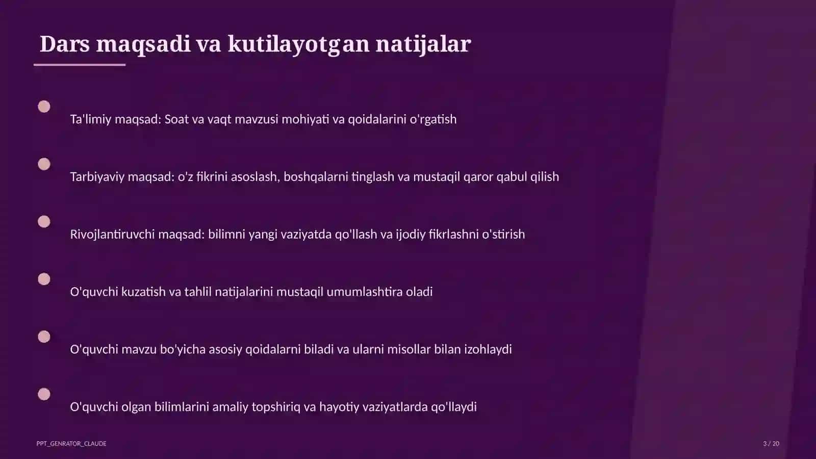 Soat va vaqt (1-sinf) 3