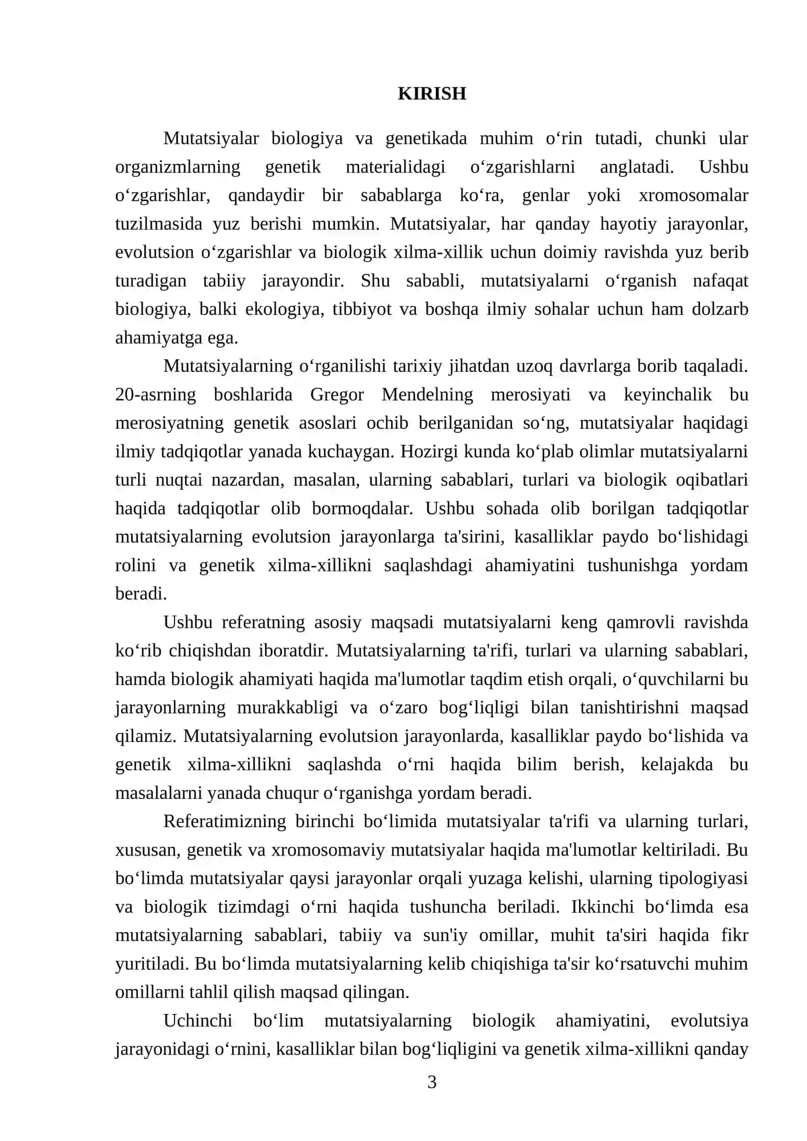 Mutatsiyalar: sabablari,shakllari, ahamiyati va biologik oqibatlari 3