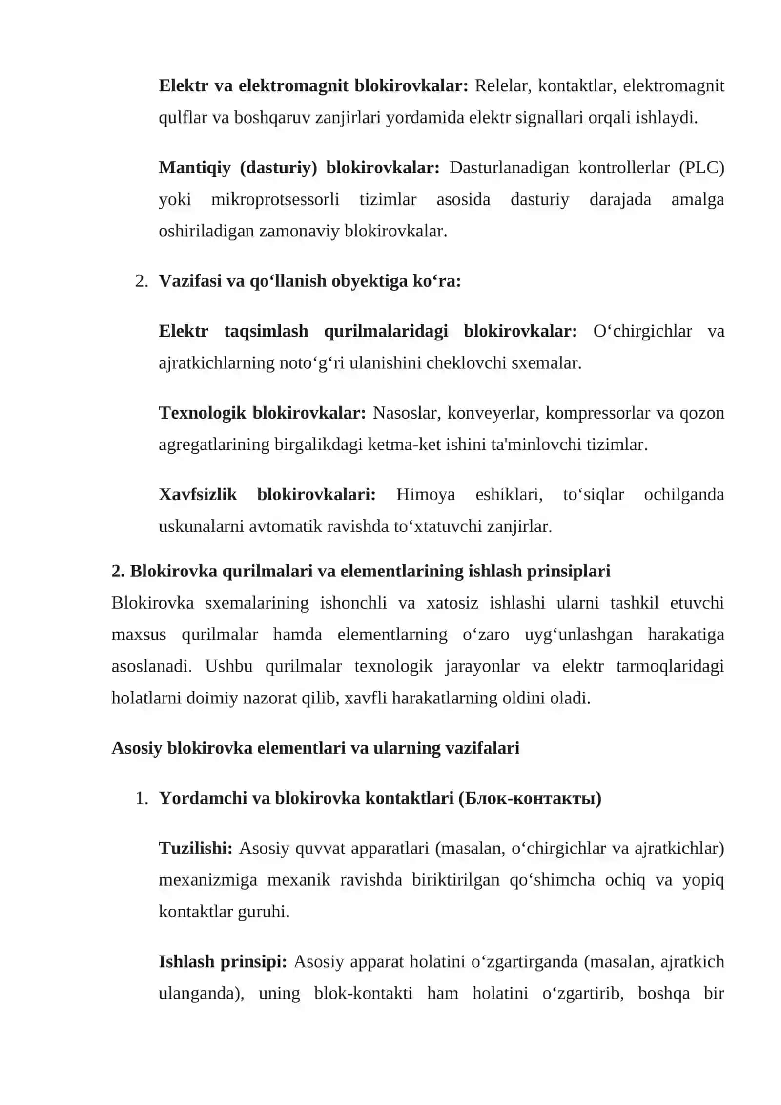 mustaqil ish Blokirovka sxemalarini ishlab chiqish va ularning texnologik jarayonlardagi o‘rni 3