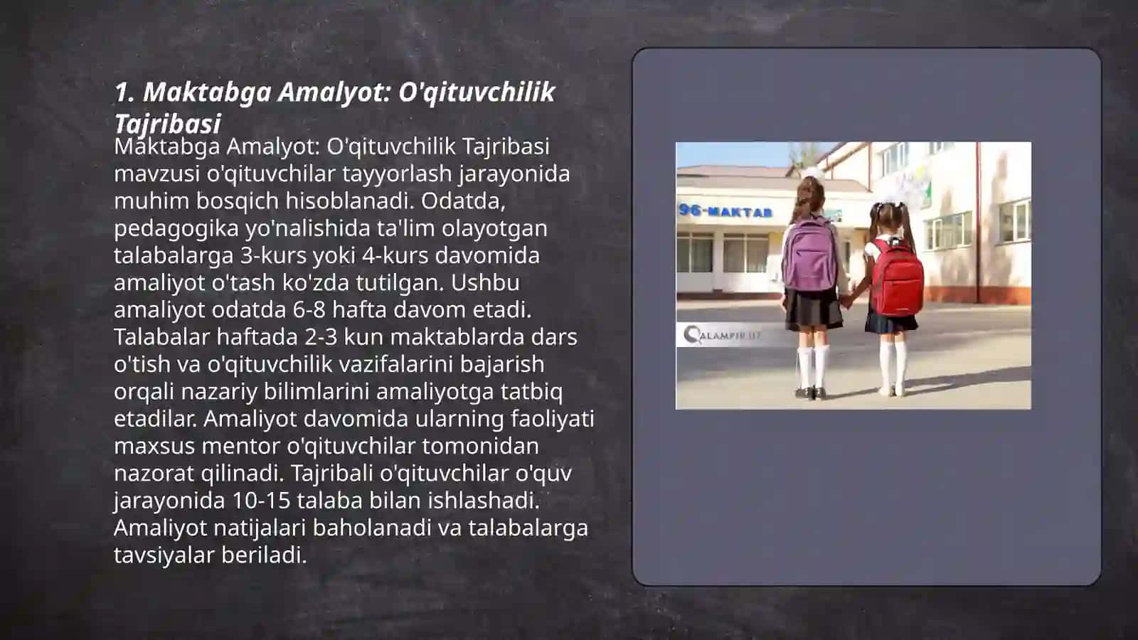 Maktabga Amalyot: O'qituvchilik Tajribasi 3