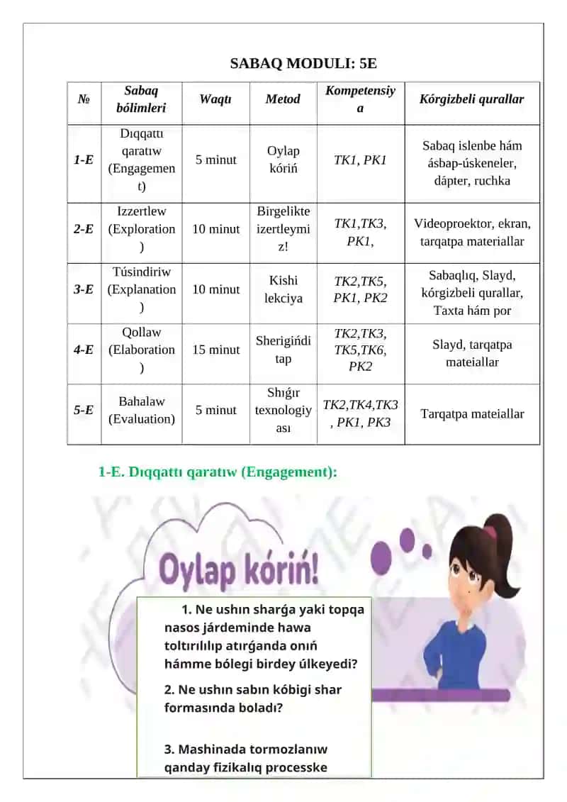 Suyıqlıq hám gazlerde basımnıń jetkeriliwi SABAQ ISLENBESI 3