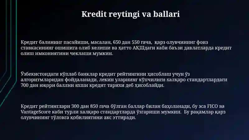 “Zamonaviykreditmahsulotlari” fanigakirish 3