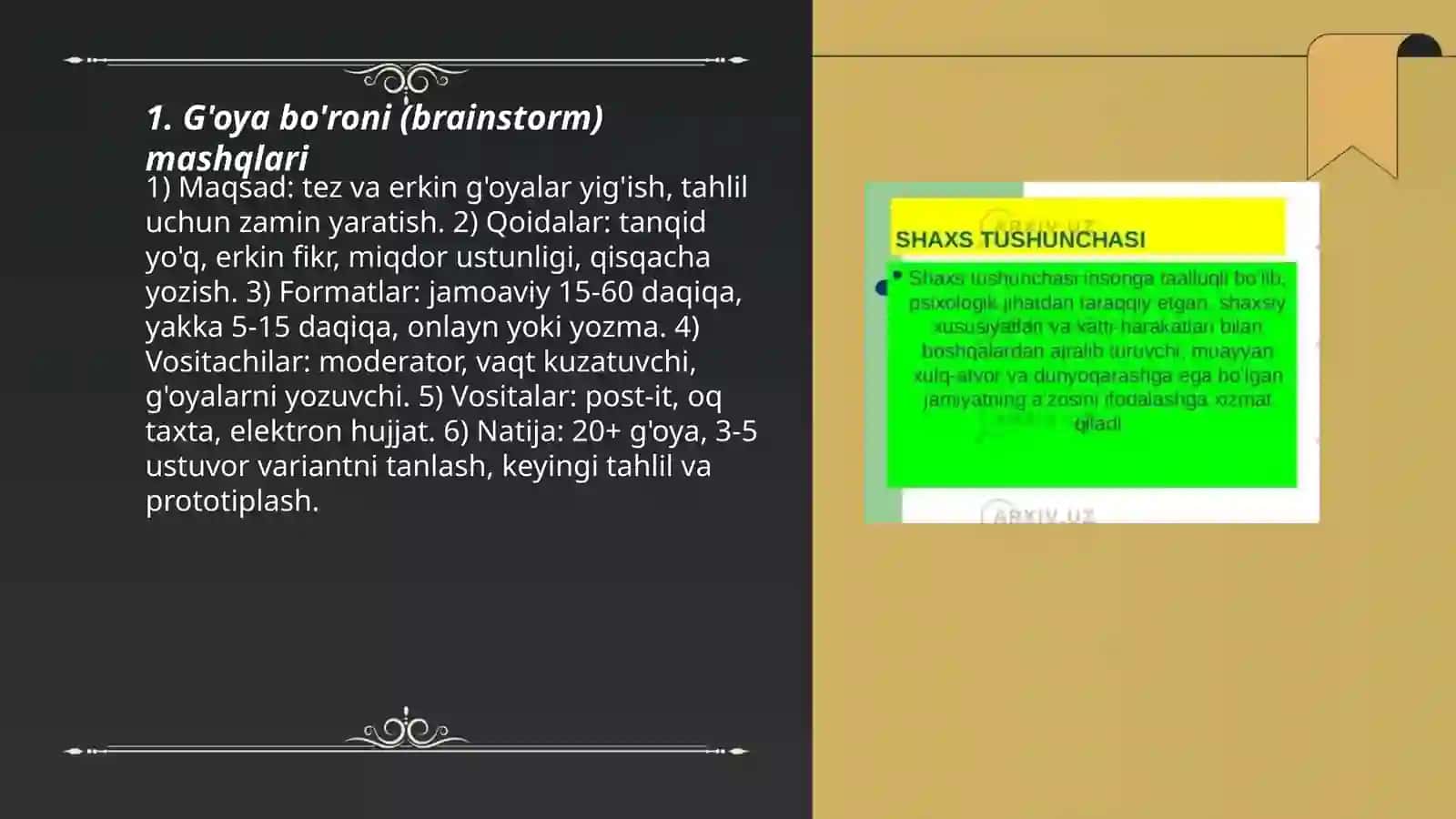 shaxs kretivligini rivojlantirish mashqlari 3
