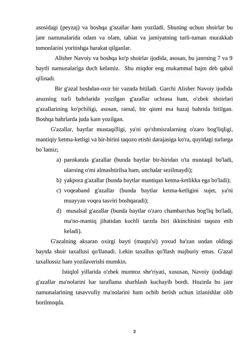 G`azal – mumtoz she`riyatimizning asosiy janri sifatida 3