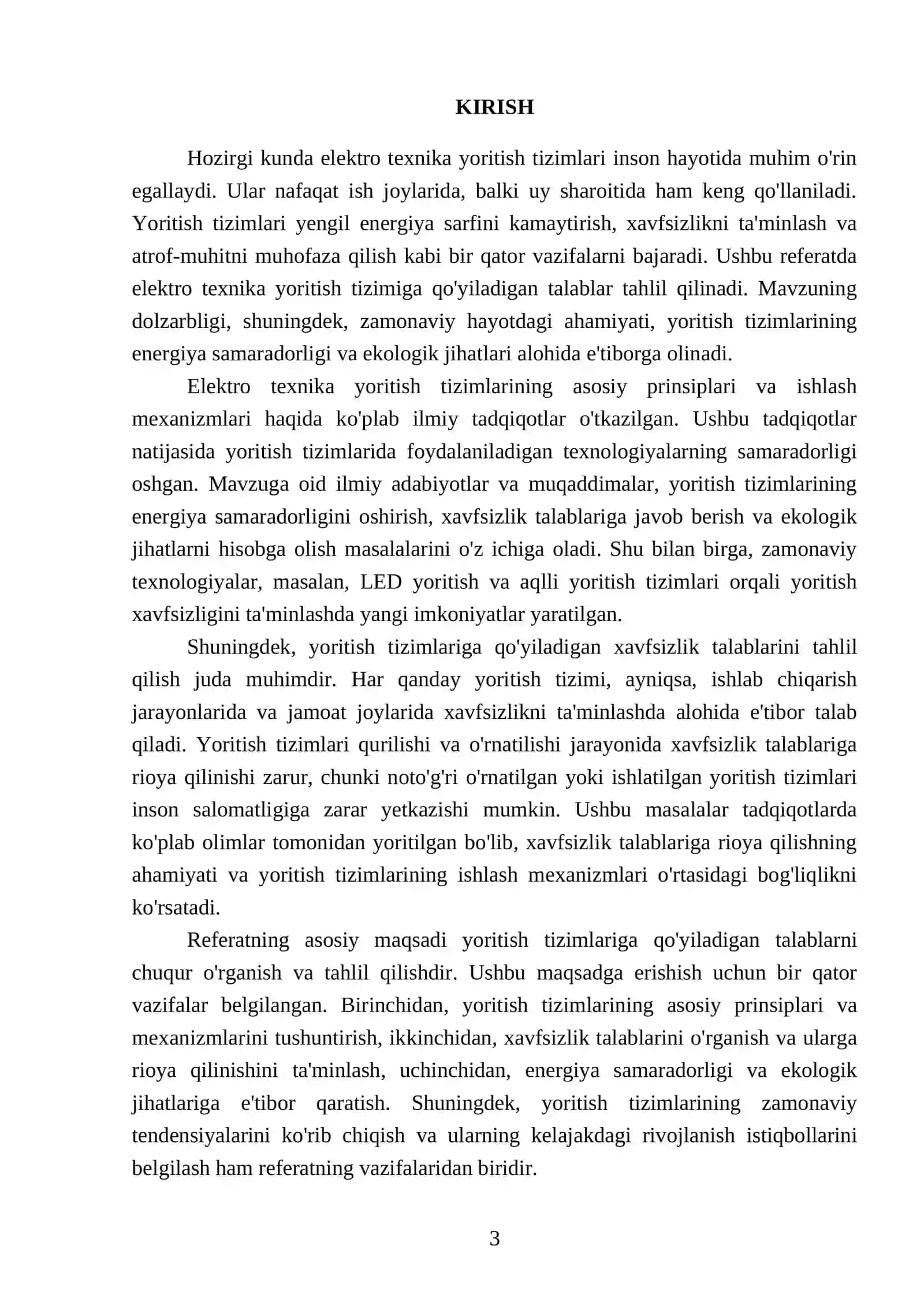 Elektro texnika yoritish tizimiga qo'yiladigan talablar 3