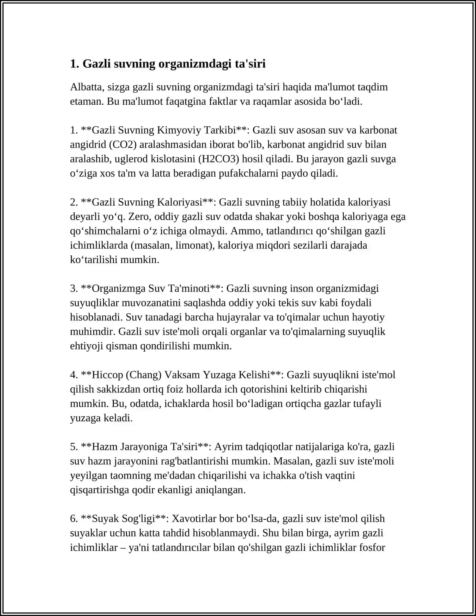 GAZLI SUVNING FOYDASI VA ZARARI 3