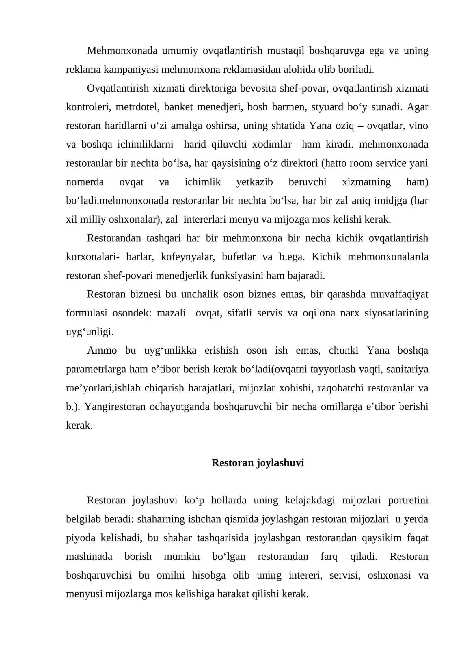 Mehmonxonalarda ovqatlantirish xizmatini tashkil etish 3