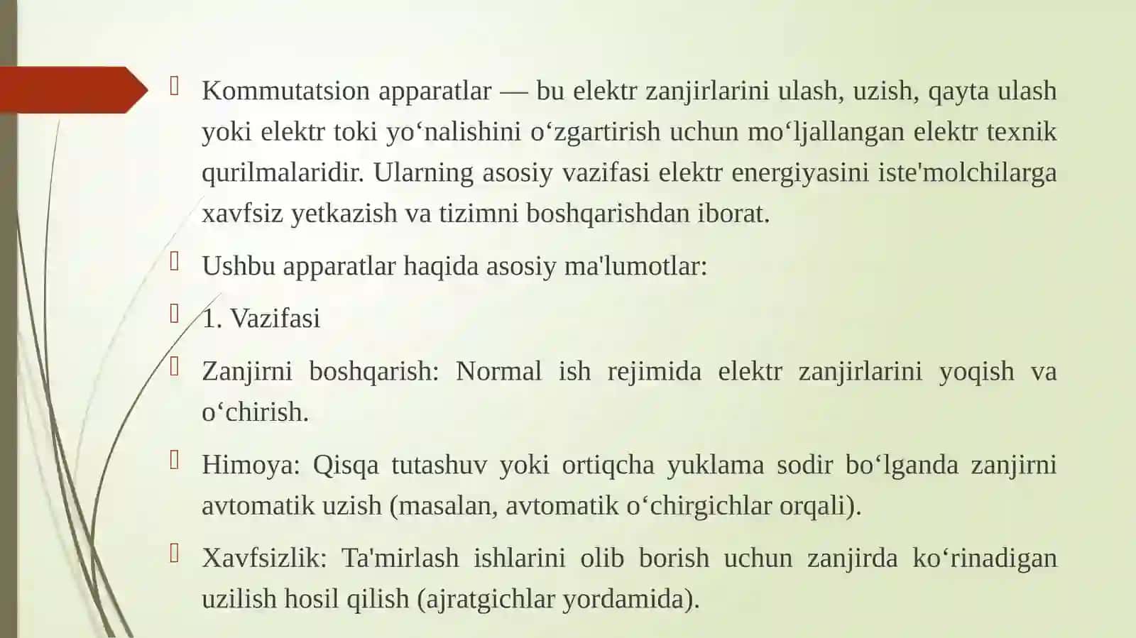 Kommutatsion apparatlar va komplekt taqsimlovchi qurilmalar mavzusida TAQDIMOT ISHI 3
