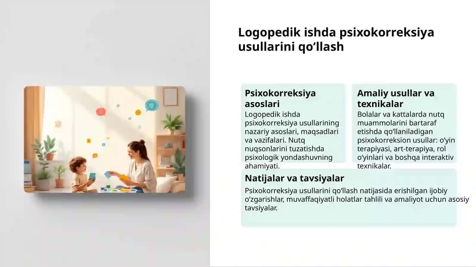 Nutq va harakat kamchiligi: Psixoterapiya va psixokorreksiya 3