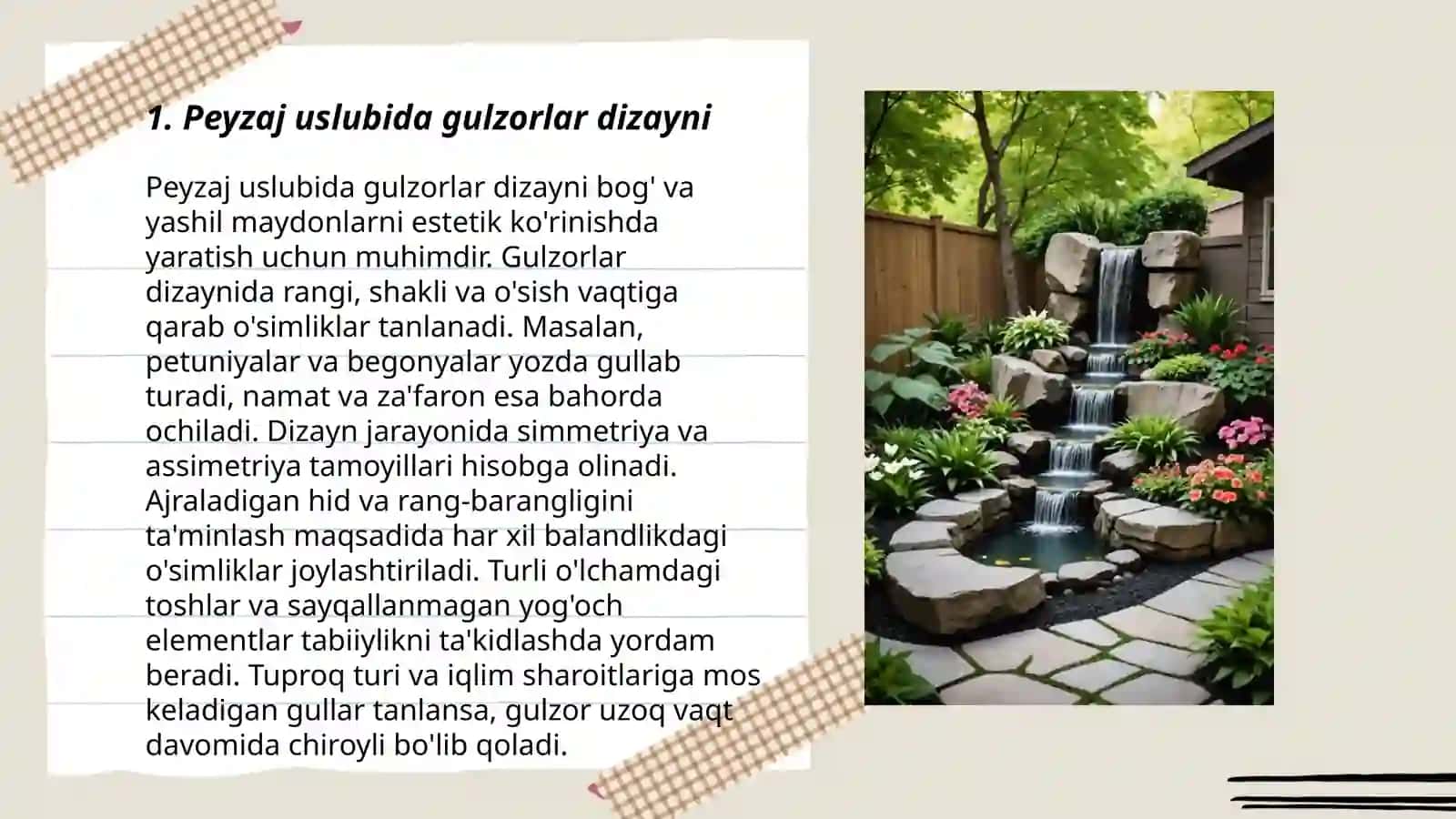 Peyzaj uslubida gulzorlar barpo etish Ergasheva Farangiz 3