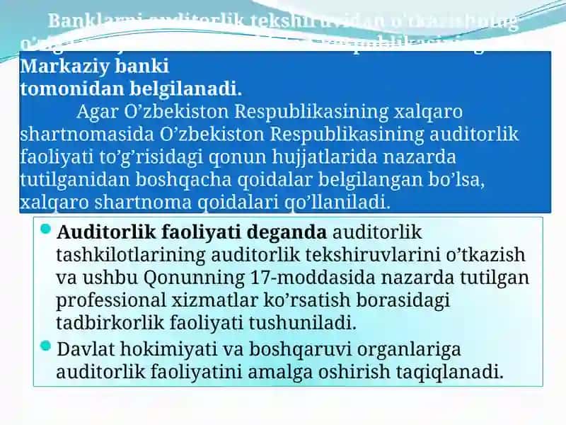 BANK AUDITINING TASHKIL QILINISHI VA TURLARI 3
