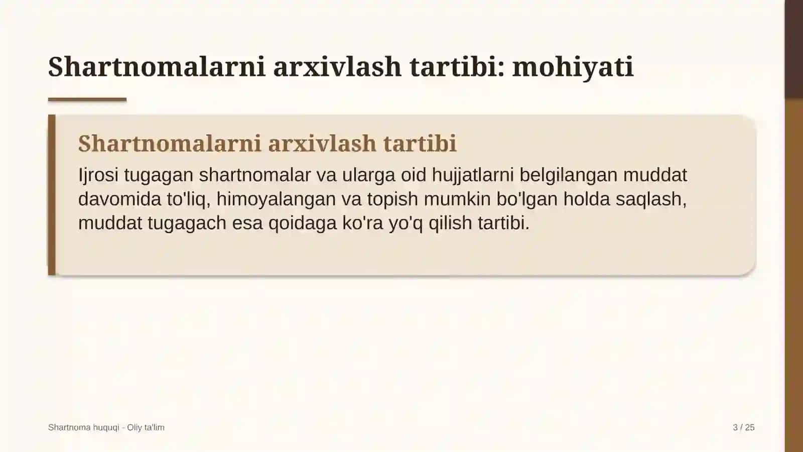 Shartnoma huquqi · Oliy ta'lim 3