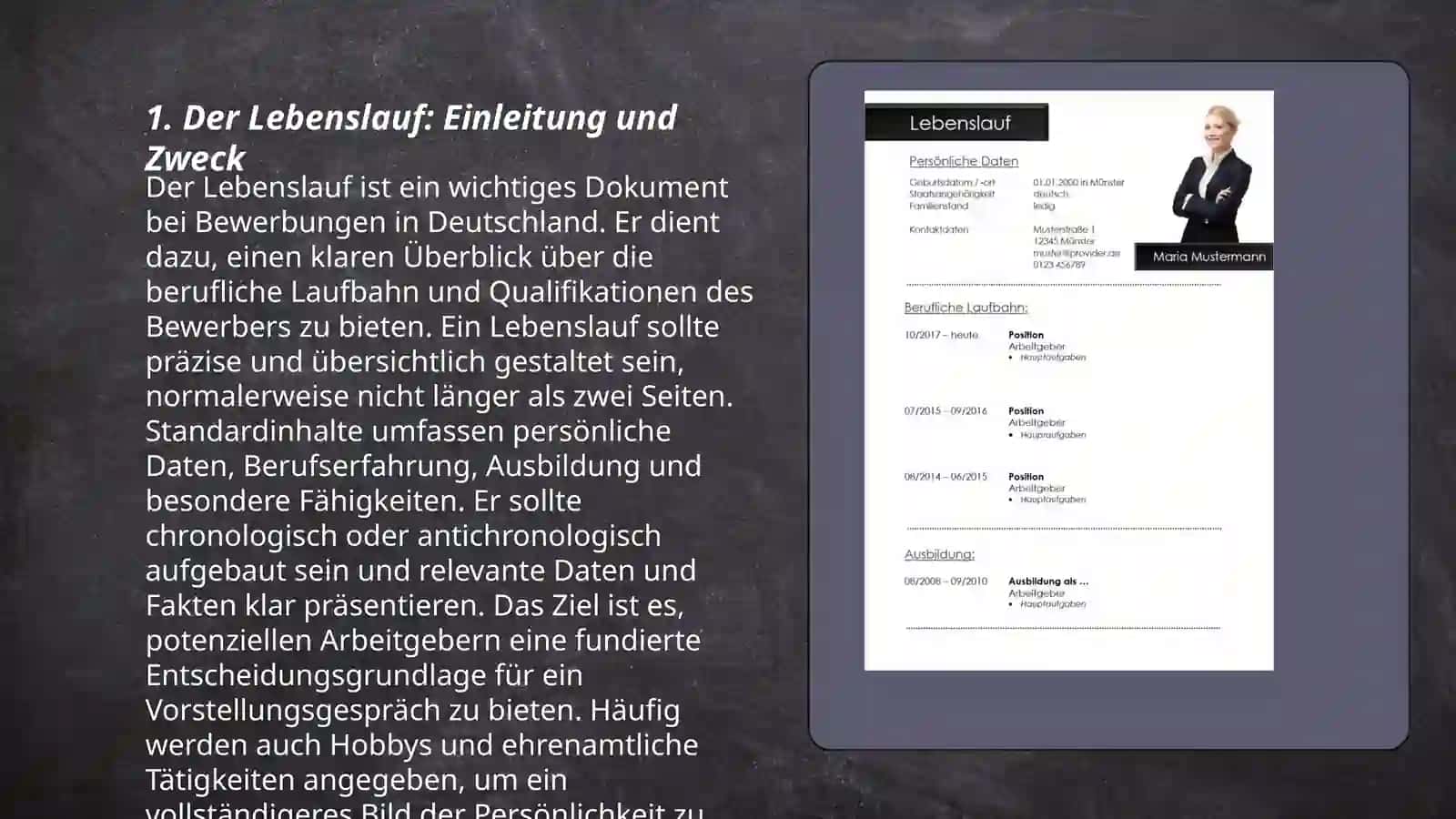 Unterrichtssequenz. Lebenslauf 3